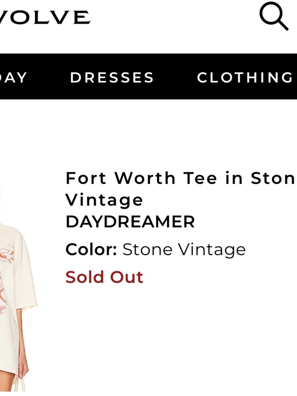 Daydreamer Fort Worth Tee in Stone Vintage with Rust Graphic - Picture 2 of 2